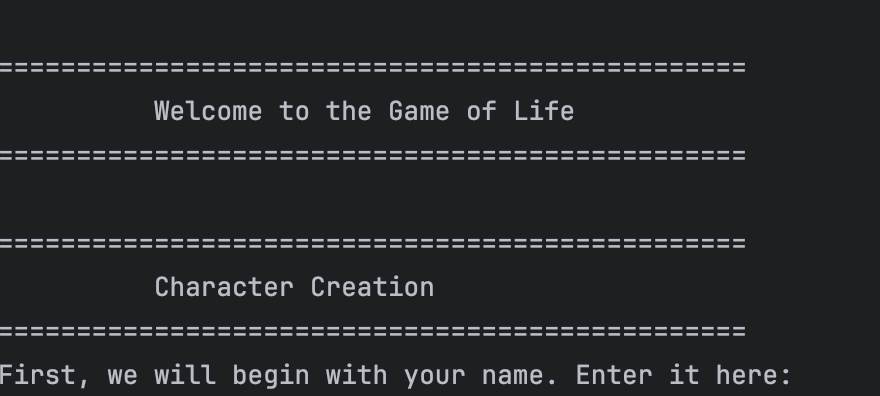 Life Simulator Output